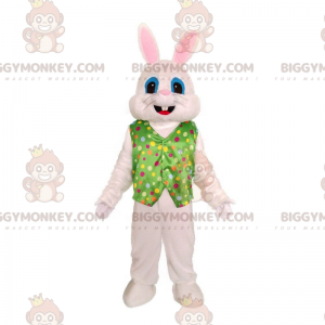 Weißer Hase BIGGYMONKEY™ Maskottchen-Kostüm mit Weste