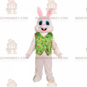 Vit kanin BIGGYMONKEY™ maskotdräkt med väst, festlig