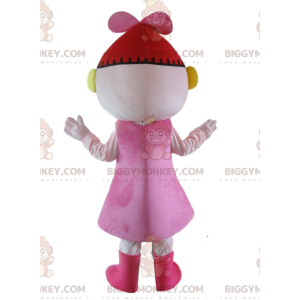 Kostým maskota panenky BIGGYMONKEY™, kostým růžové panenky s červeným kloboukem - Maskoti předmětů - BiggyMonkey.com