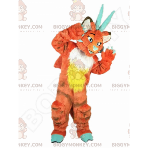 Traje de mascote de dragão laranja BIGGYMONKEY™, fantasia de