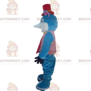 Πολύ κομψό μπλε και άσπρο κοστούμι μασκότ BIGGYMONKEY™