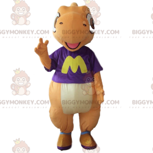 Disfraz de mascota BIGGYMONKEY™ de dinosaurio naranja y blanco