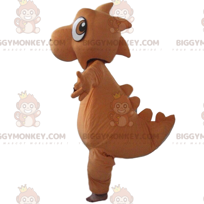 Volledig aanpasbare oranje en witte dinosaurus BIGGYMONKEY™ mascottekostuum - Dinosaur mascottes - BiggyMonkey.com