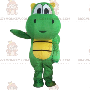 BIGGYMONKEY™ costume da mascotte drago verde e giallo, costume