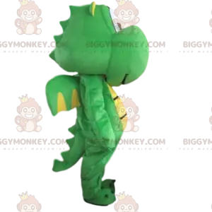 BIGGYMONKEY™ maskottiasu vihreä ja keltainen lohikäärme, vihreä