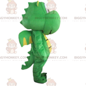 Kostium maskotki BIGGYMONKEY™ zielony i żółty smok, kostium zielonego dinozaura - Maskotka smoka - BiggyMonkey.com