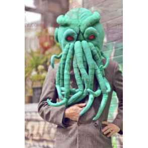 Disfraz de mascota BIGGYMONKEY™ con cabeza de pulpo verde muy