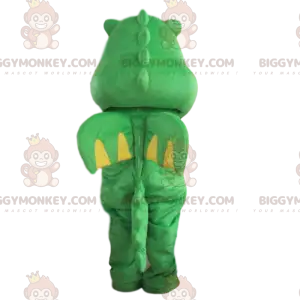BIGGYMONKEY™ maskottiasu vihreä ja keltainen lohikäärme, vihreä