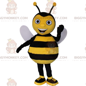 Traje de mascote BIGGYMONKEY™ abelha amarela e preta, fantasia