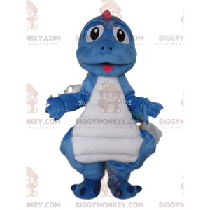 Traje de mascote de dragão azul e branco BIGGYMONKEY™, fantasia