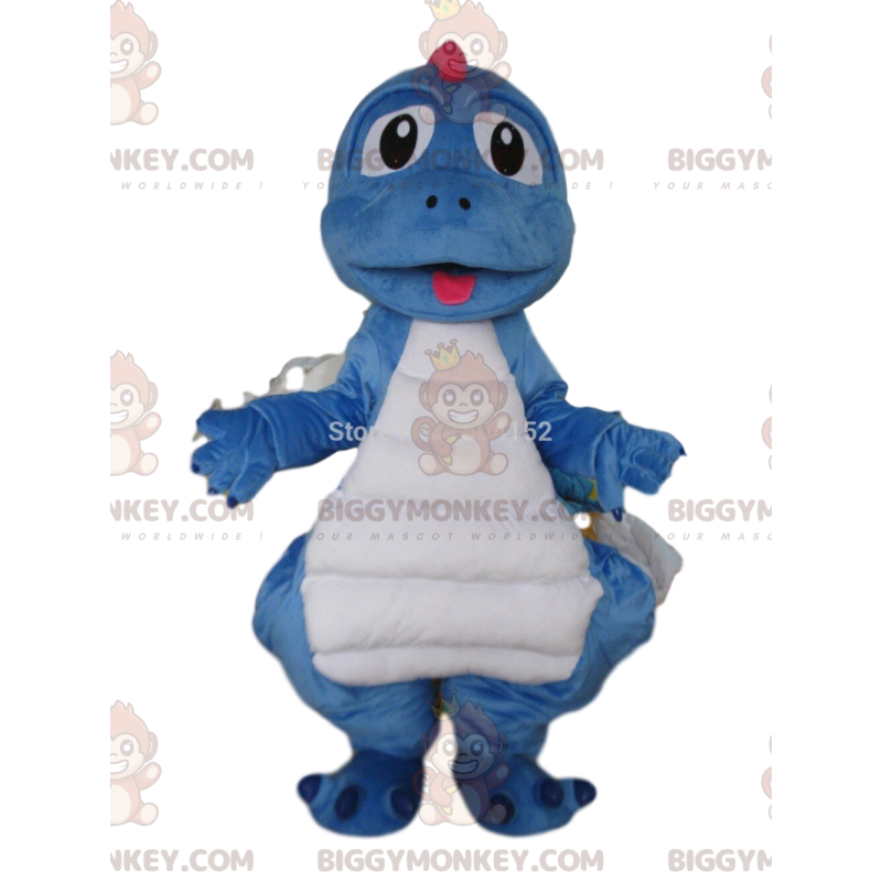 Costume da mascotte BIGGYMONKEY™ drago blu e bianco, costume da