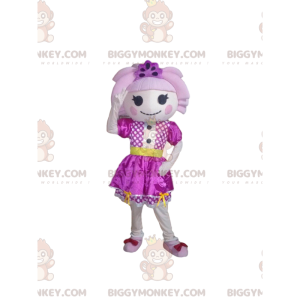 Purple Girl BIGGYMONKEY™ Mascot Costume, Colorful Doll Costume