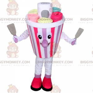 Ice cream pot BIGGYMONKEY™ mascot costume, frosted plancha ice