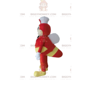 Traje de mascote de abelha vermelha BIGGYMONKEY™ com chapéu