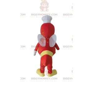 Punainen mehiläinen BIGGYMONKEY™ maskottiasu hatulla, mehiläisasu - Mehiläisten maskotit - BIGGYMONKEY_09628 - BiggyMonkey.com