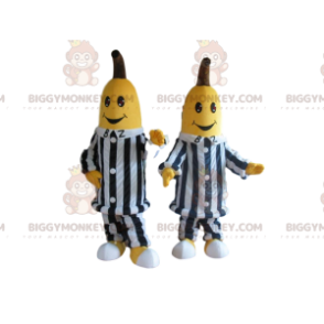 2 bananas, la mascota de BIGGYMONKEY™, con ropa a rayas blancas