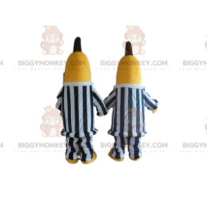 2 BIGGYMONKEY mascotte delle banane in abiti a righe bianche e