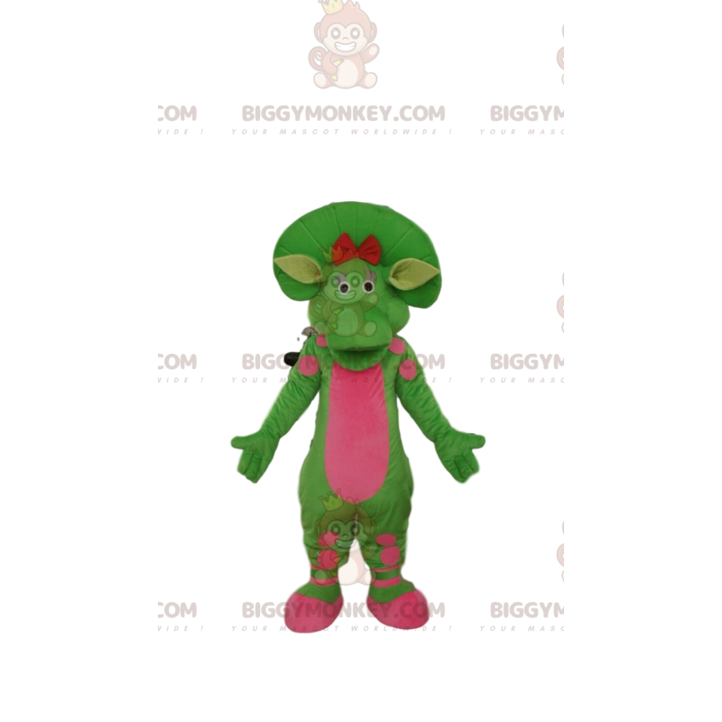Grüner und rosa Dinosaurier BIGGYMONKEY™ Maskottchenkostüm Grüner und rosa Dinosaurier BIGGYMONKEY™ Maskottchenkostüm