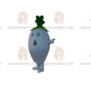 Giant white radish BIGGYMONKEY™ mascot costume, funny vegetable