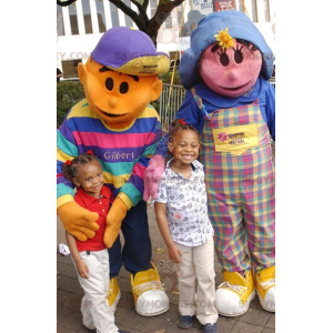 2 BIGGYMONKEY™s maskot: en pink pige og en orange dreng -