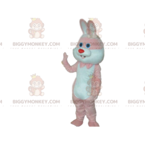 Ροζ και άσπρο κουνέλι BIGGYMONKEY™ μασκότ στολή, κοστούμι