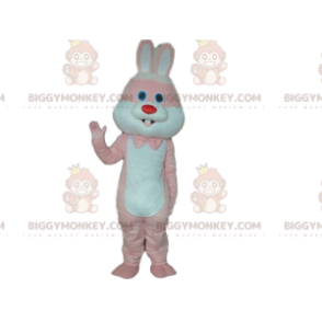 Vaaleanpunainen ja valkoinen kani BIGGYMONKEY™ maskottiasu