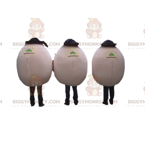 3 uovo mascotte sorridente di BIGGYMONKEY™ con cappelli, 3 uova