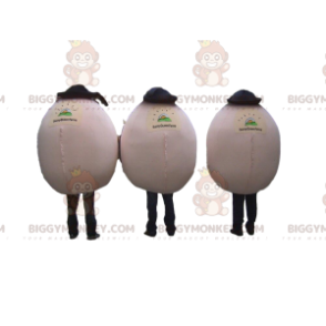 3 Mascota de huevo sonriente BIGGYMONKEY™s con sombreros, 3