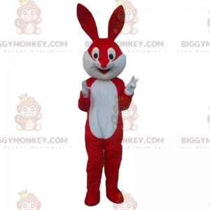 Rot-weißes Häschen-BIGGYMONKEY™-Maskottchen-Kostüm, riesiges