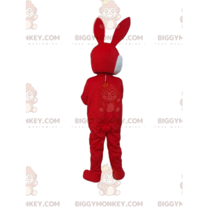 Röd och vit kanin BIGGYMONKEY™ Maskotdräkt, Giant Bunny Costume
