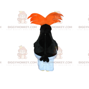 BIGGYMONKEY™ Mascottekostuum Zwart-witte pinguïn met oranje