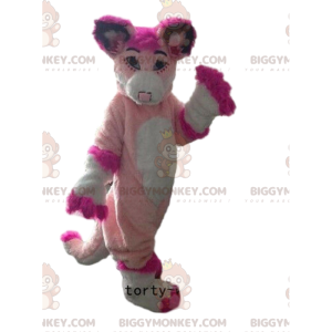 BIGGYMONKEY™ mascot costume of husky, pink fox, pink dog