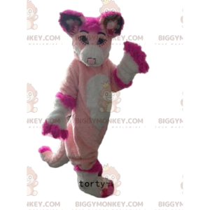 Traje de mascote BIGGYMONKEY™ de husky, raposa rosa, fantasia