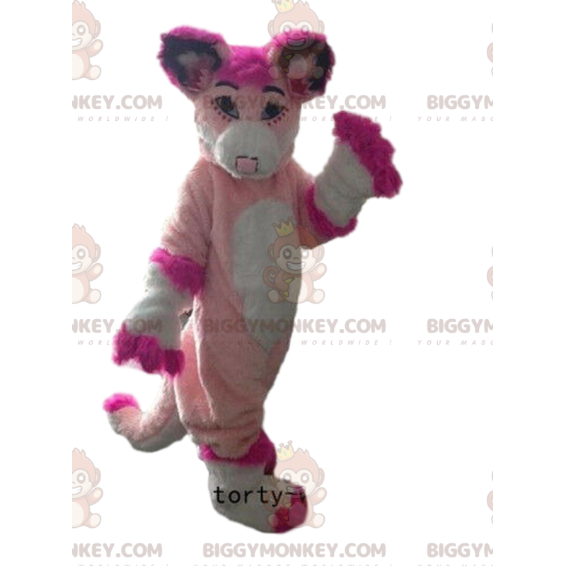 BIGGYMONKEY™ costume da mascotte di husky, volpe rosa, costume BIGGYMONKEY™ costume da mascotte di husky, volpe rosa, costume
