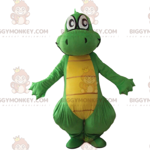 BIGGYMONKEY™ mascot costume green and yellow dragon, giant