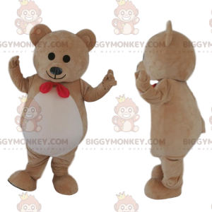 Very cute brown bear BIGGYMONKEY™ mascot costume, beige teddy