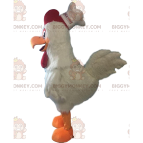 Traje de mascote BIGGYMONKEY™, galinha branca gigante, fantasia de caçarola, frango - BiggyMonkey.com