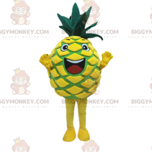 BIGGYMONKEY™ keltainen ja vihreä ananas-maskottiasu