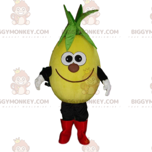 Gul frukt BIGGYMONKEY™ maskotdräkt, leende citron BIGGYMONKEY™