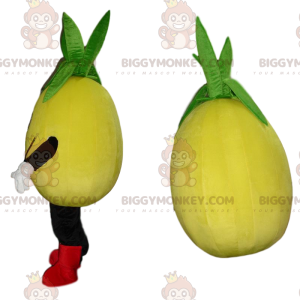 Yellow Fruit BIGGYMONKEY™ Mascot Costume, Smiling Lemon