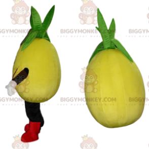 Yellow Fruit BIGGYMONKEY™ Mascot Costume, Smiling Lemon