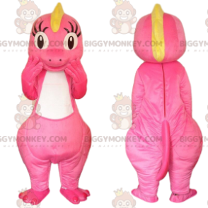 Costume de mascotte BIGGYMONKEY™ de dinosaure rose et jaune