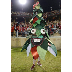 Costume de mascotte BIGGYMONKEY™ de sapin de Noël vert et rouge