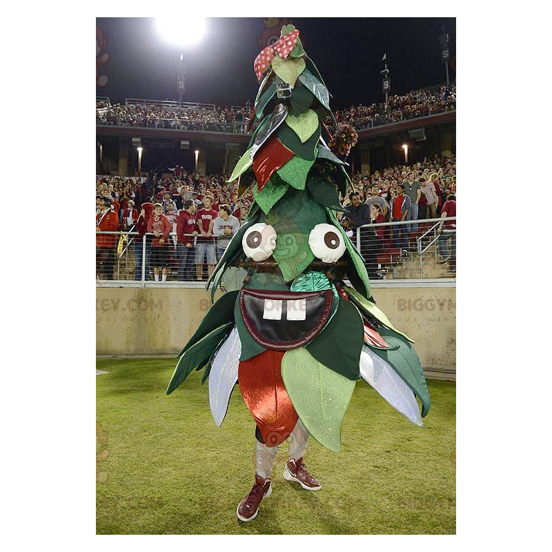 Groene en rode kerstboom BIGGYMONKEY™ mascottekostuum - Groene en rode kerstboom BIGGYMONKEY™ mascottekostuum -