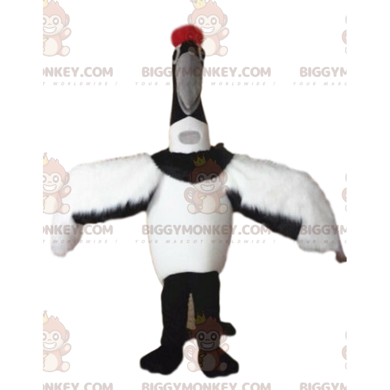 White and Black Crane BIGGYMONKEY™ Mascot Costume, Migratory White and Black Crane BIGGYMONKEY™ Mascot Costume, Migratory