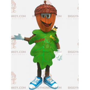 Green Leaf BIGGYMONKEY™ Mascot Costume with Acorn Head –