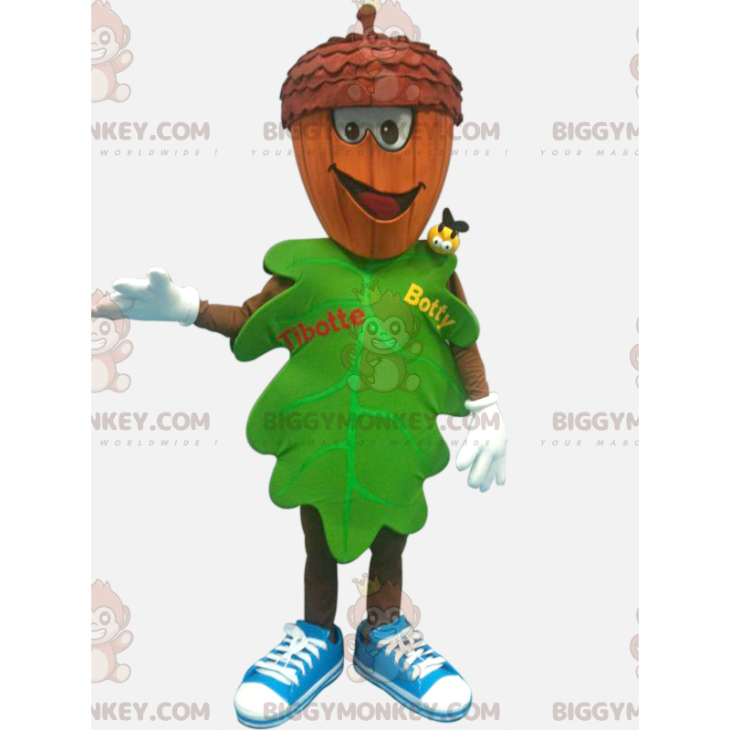 Kostým maskota Green Leaf BIGGYMONKEY™ s hlavou žaludu –