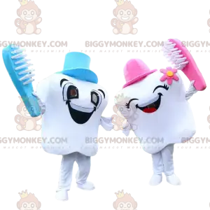 2 BIGGYMONKEY™s maskot med vita tänder, ett par jättetänder -