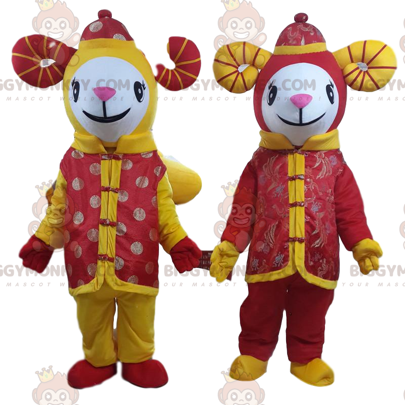 2 BIGGYMONKEY™:n juhlalammasmaskottia, kiinalaisia 2 BIGGYMONKEY™:n juhlalammasmaskottia, kiinalaisia
