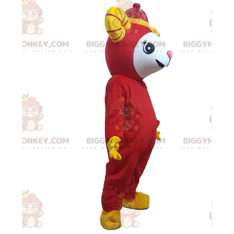 Rode geit BIGGYMONKEY™ mascottekostuum, reuzenschaapkostuum - Rode geit BIGGYMONKEY™ mascottekostuum, reuzenschaapkostuum -
